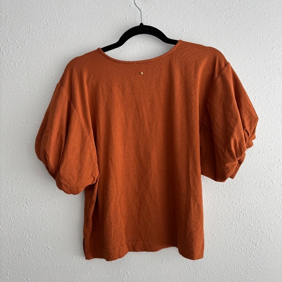 Cuyana Organic Pima Cotton Puff Balloon Sleeve Ginger Orange Tee Shirt Large - Picture 4 of 6